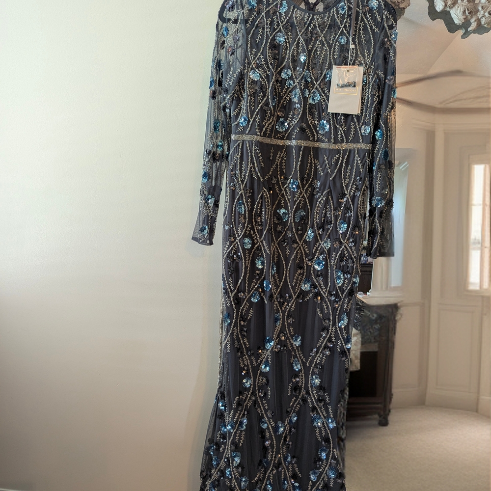 Elegant Blue and Silver Embellished Dress
